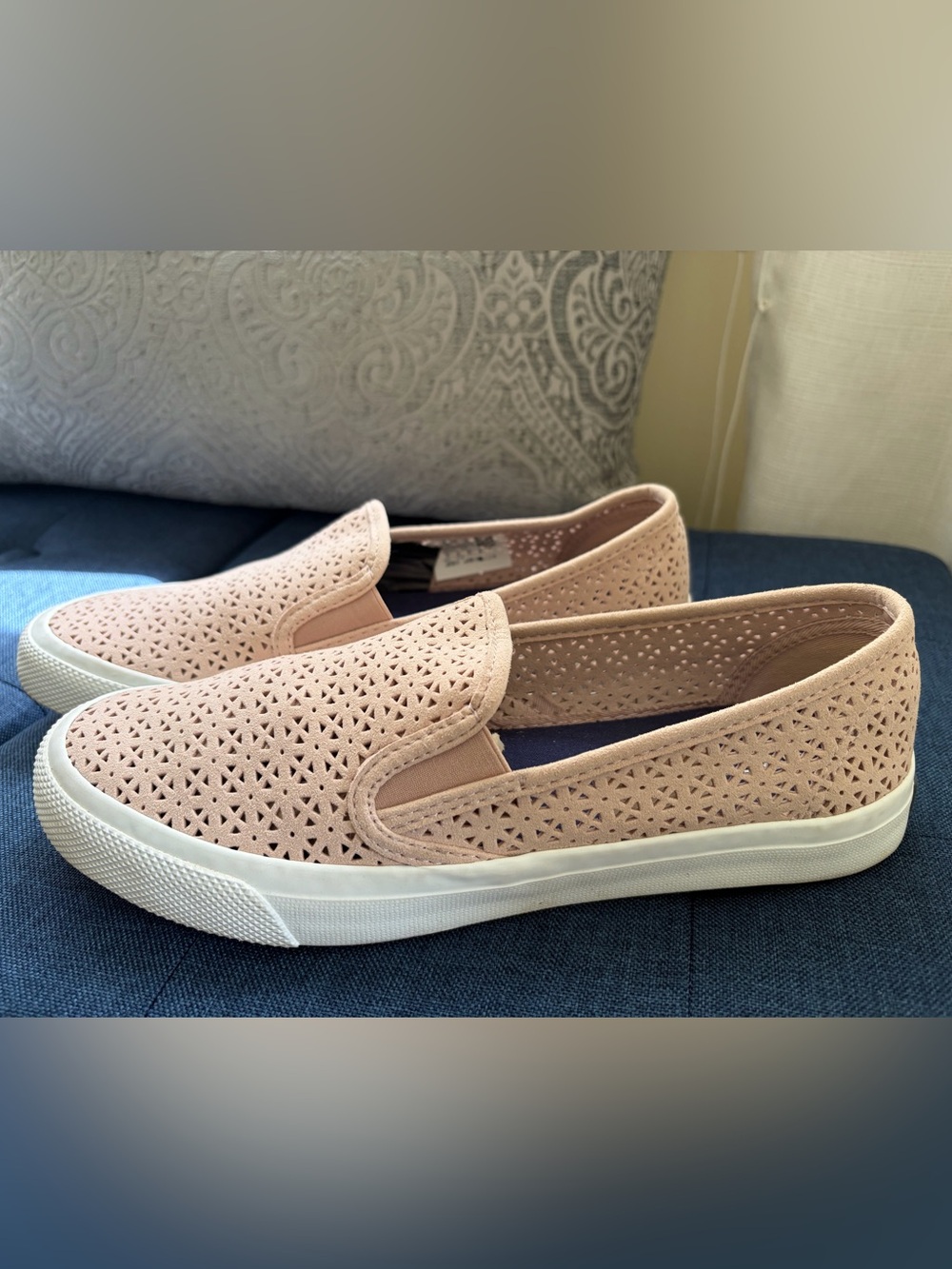 Slip-On Perforated Casual Shoes in Blush Pink